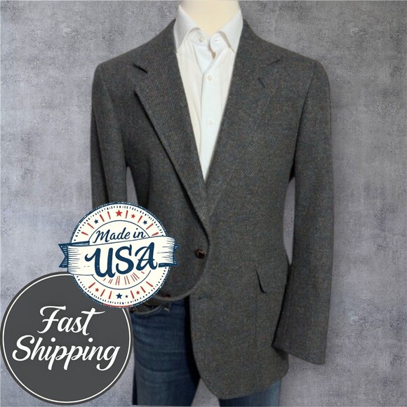 Vintage PENDLETON TWEED WOOL Mens Blazer Sport Coat Two Button Jacket 42L Green - Picture 1 of 15